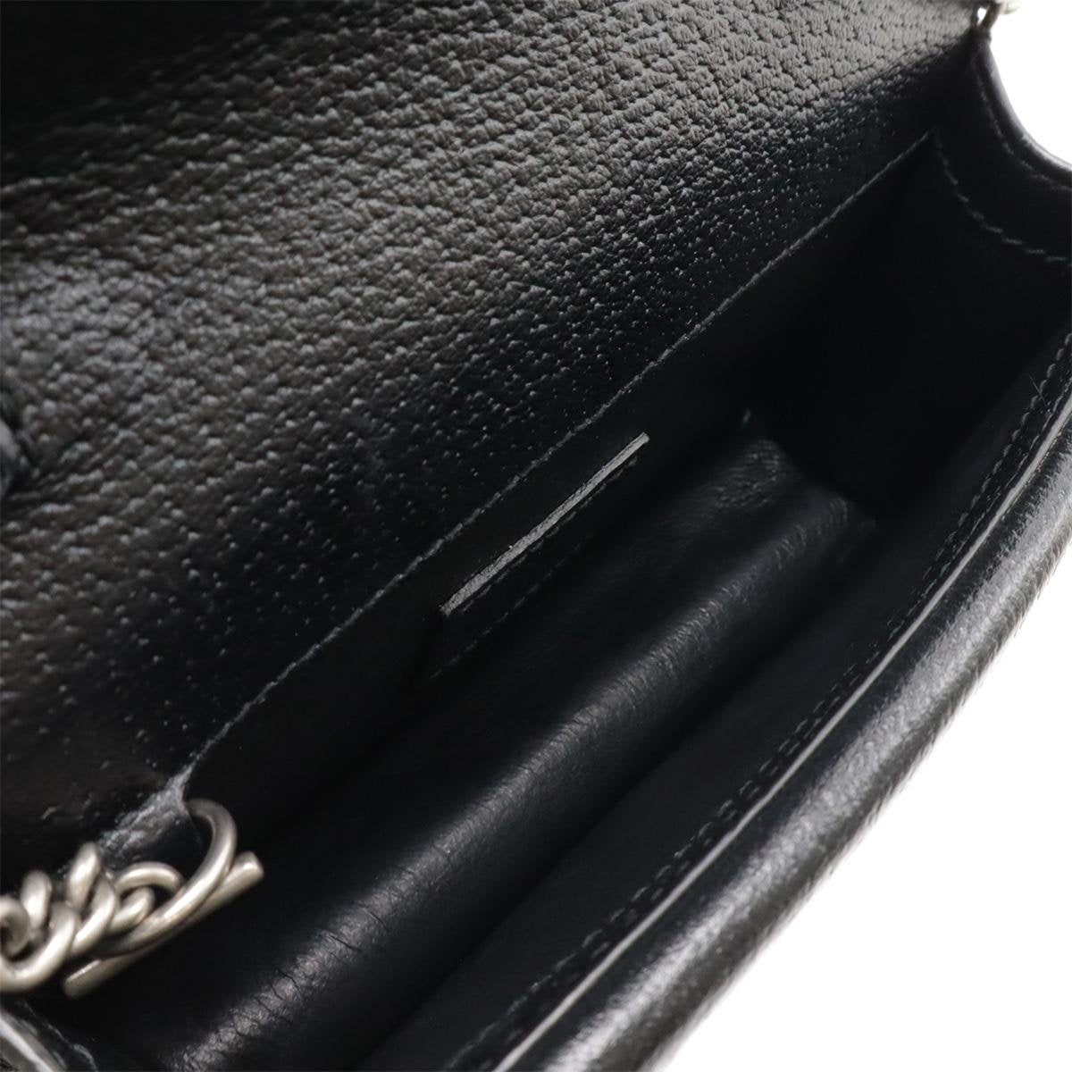 Dionysus Super Mini GG Denim Chain Crossbody Bag Black