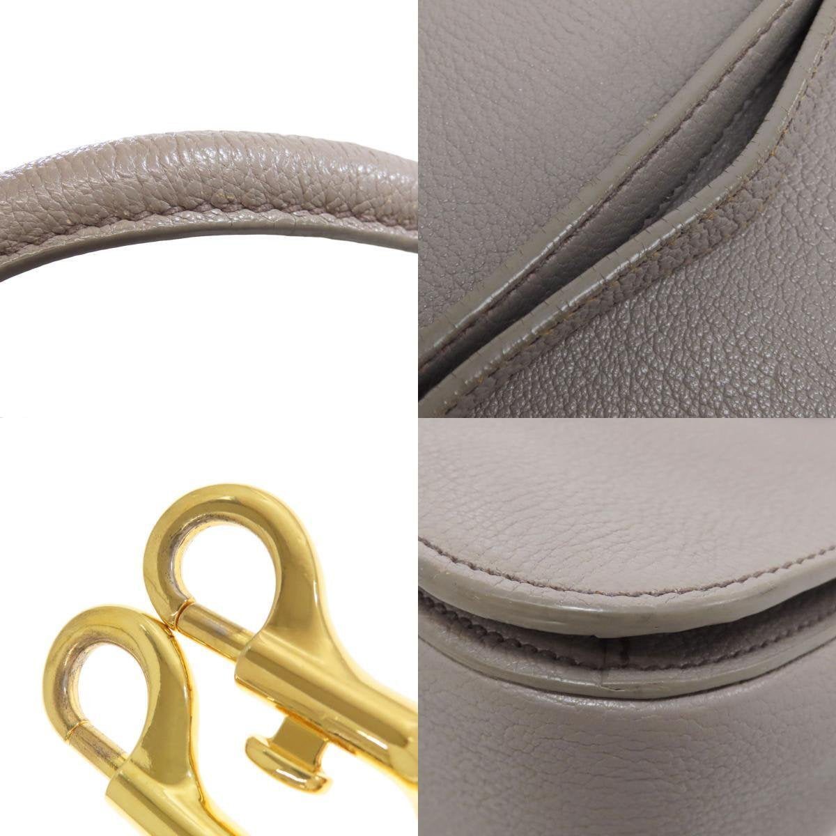 Pre-owned miu miu Leather Shoulder Bags Top Handle Crossbody Bag 2 Way Tote Purse Gray Gold Hardware