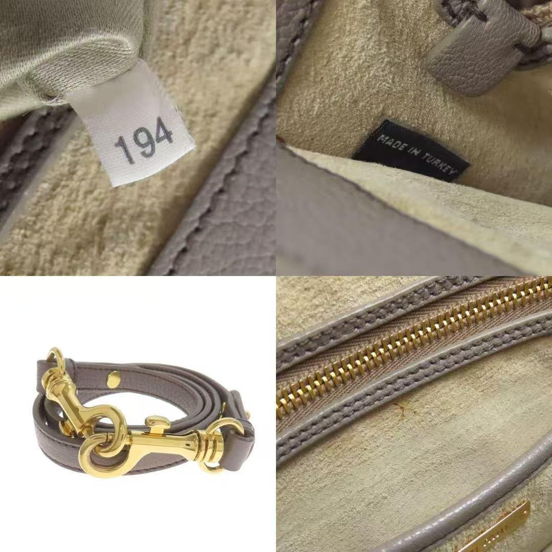 Pre-owned miu miu Leather Shoulder Bags Top Handle Crossbody Bag 2 Way Tote Purse Gray Gold Hardware