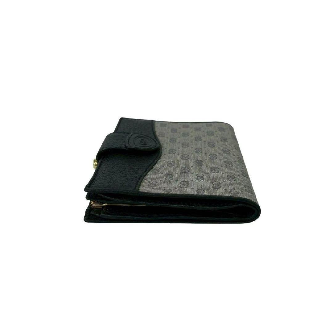 Pre-owned GUCCI Canvas Small Leather Goods Vintage Micro GG Bi Fold Wallet Black Leather Trim Kisslock Coin Purse
