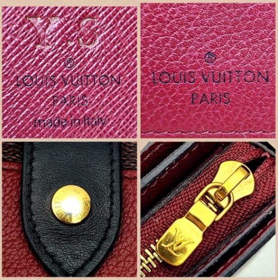 Juliette Wallet Damier Ebene and Red Leather
