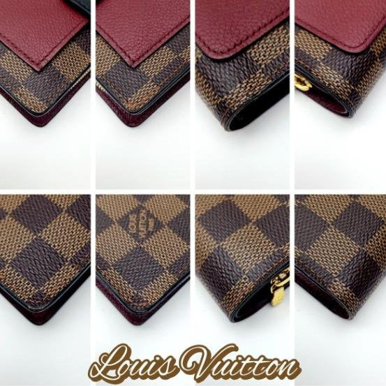 Juliette Wallet Damier Ebene and Red Leather