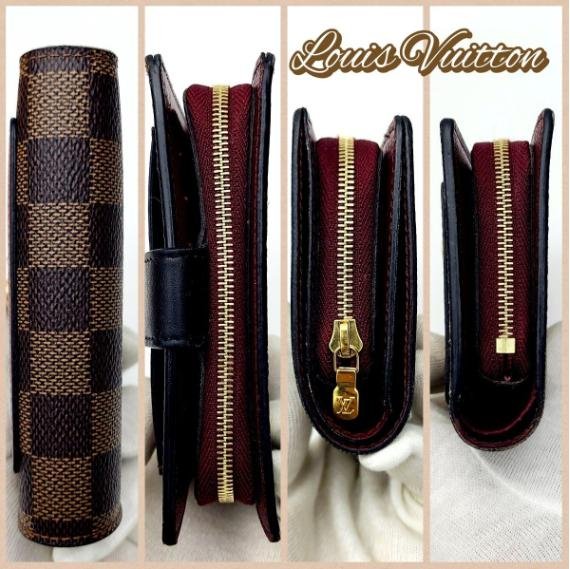 Juliette Wallet Damier Ebene and Red Leather