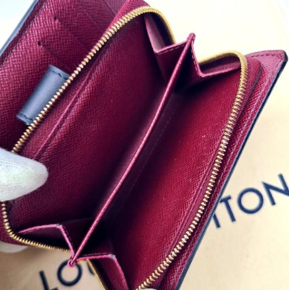Juliette Wallet Damier Ebene and Red Leather