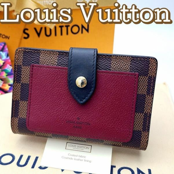 Juliette Wallet Damier Ebene and Red Leather