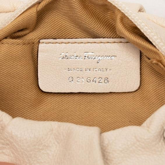 Gancini Chain Shoulder Bag in Beige