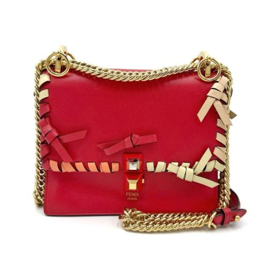 Fendi Kan I Mini Red Chain Shoulder Bag