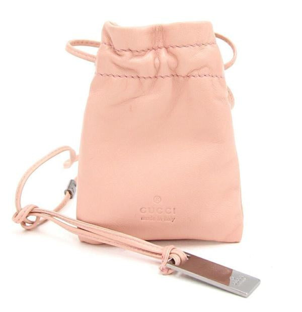 Pre-owned GUCCI Leather Mini Bags Mini Drawstring Pouch in Pink