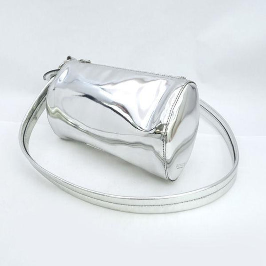 Pre-owned BURBERRY Patent Leather Crossbody Bags Silver Shoulder Bag
