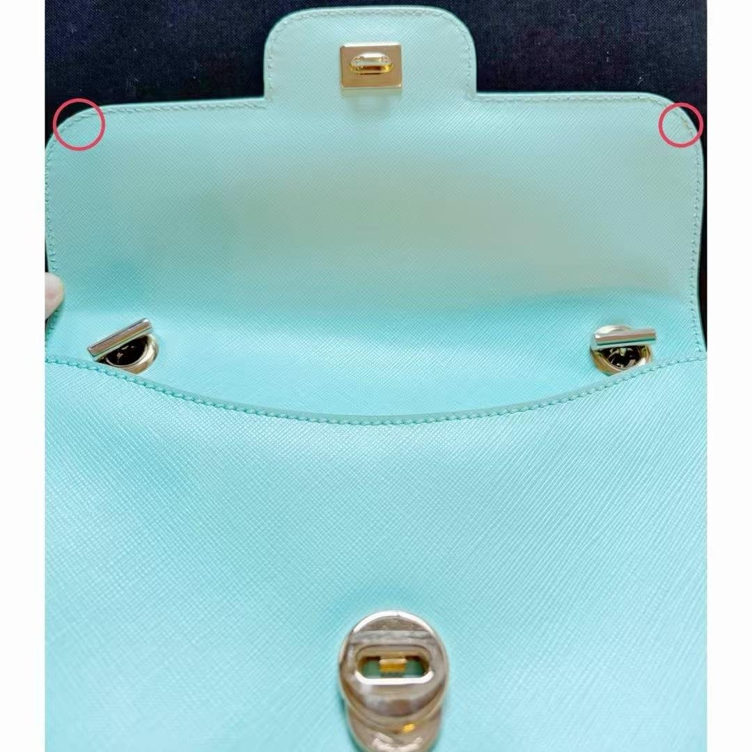 Tiffany Blue Saffiano Leather Gancini Chain Shoulder Bag