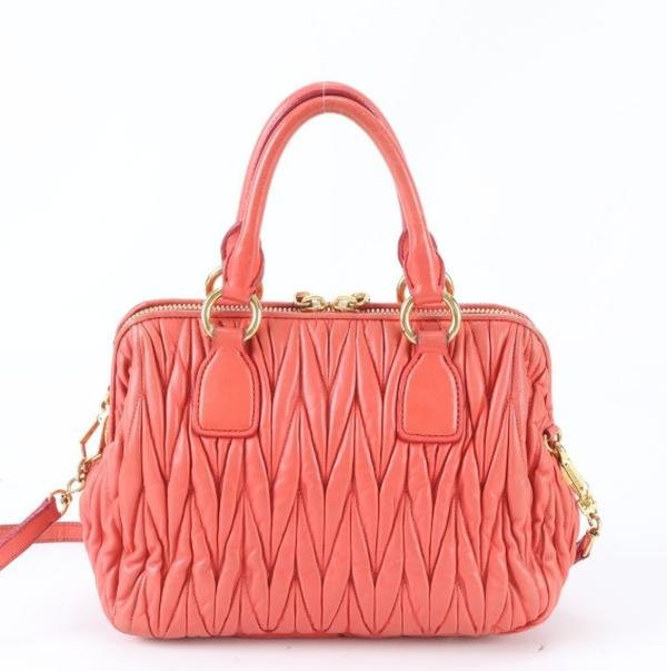 Pre-owned miu miu Lambskin Tote Bags Matelassé 2WAY Handbag Crossbody Bag