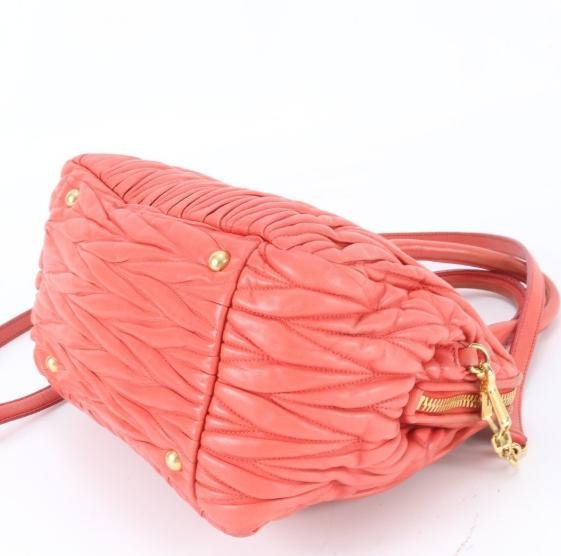 Pre-owned miu miu Lambskin Tote Bags Matelassé 2WAY Handbag Crossbody Bag