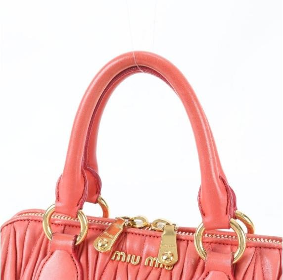 Pre-owned miu miu Lambskin Tote Bags Matelassé 2WAY Handbag Crossbody Bag