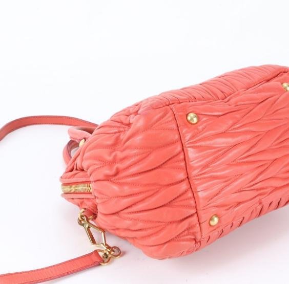 Pre-owned miu miu Lambskin Tote Bags Matelassé 2WAY Handbag Crossbody Bag