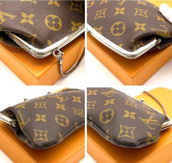 Pre-owned Louis Vuitton Coated Canvas Clutches & Wristlets Vintage Monogram Kiss lock Coin Pouch Accessory Bag