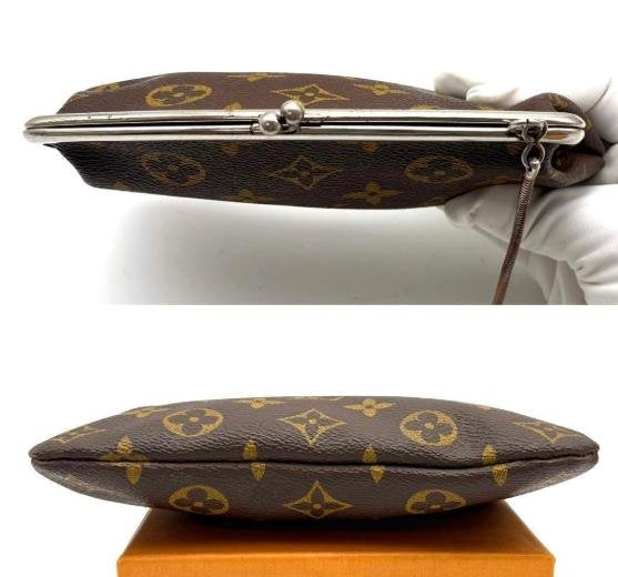 Pre-owned Louis Vuitton Coated Canvas Clutches & Wristlets Vintage Monogram Kiss lock Coin Pouch Accessory Bag