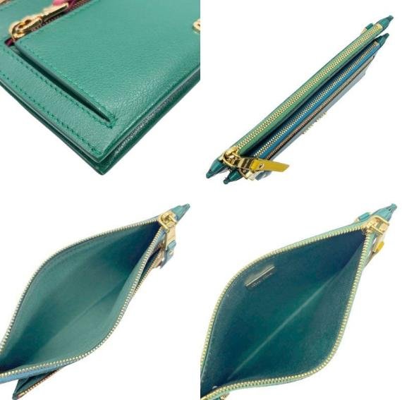 Pre-owned miu miu Calfskin Crossbody Bags Green Grain Leather Colorful Zip Detail Crossbody Pouch