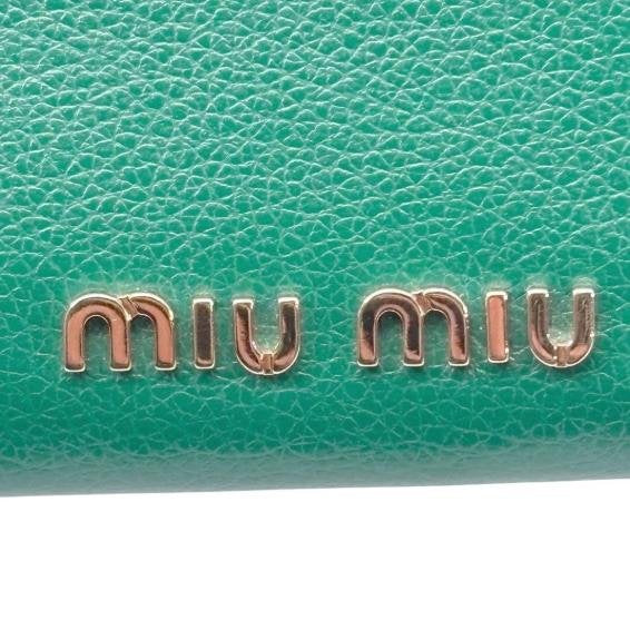 Pre-owned miu miu Calfskin Crossbody Bags Green Grain Leather Colorful Zip Detail Crossbody Pouch