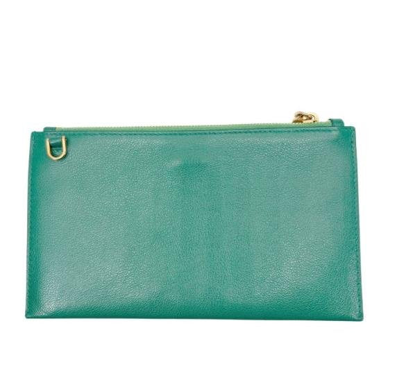 Pre-owned miu miu Calfskin Crossbody Bags Green Grain Leather Colorful Zip Detail Crossbody Pouch