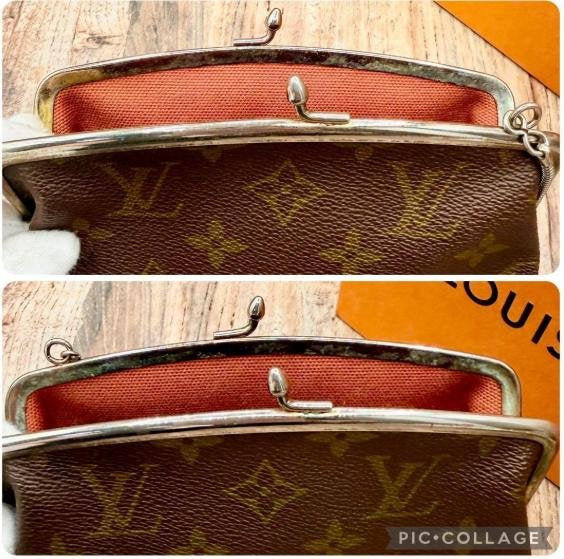 Pre-owned Louis Vuitton Coated Canvas Small Leather Goods Vintage Monogram Kiss lock Clutch Pouch