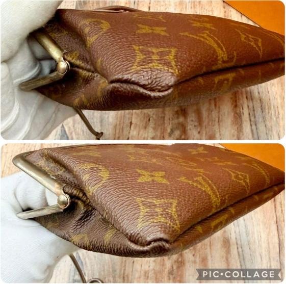 Pre-owned Louis Vuitton Coated Canvas Small Leather Goods Vintage Monogram Kiss lock Clutch Pouch