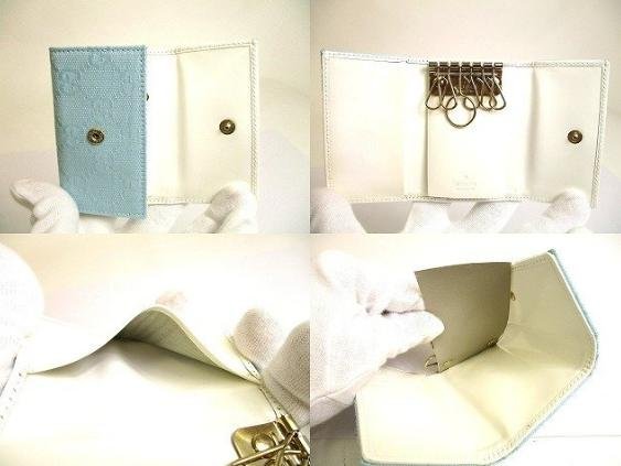 Pre-owned GUCCI coated canvas Small Leather Goods Light Blue GG Supreme Canvas Metal Nameplate Long Wallet