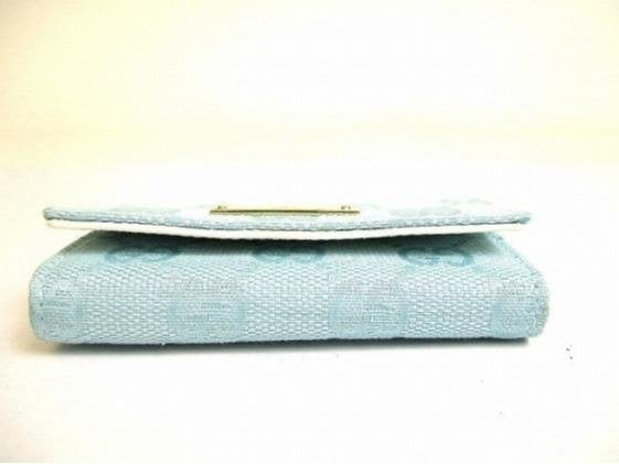 Pre-owned GUCCI coated canvas Small Leather Goods Light Blue GG Supreme Canvas Metal Nameplate Long Wallet