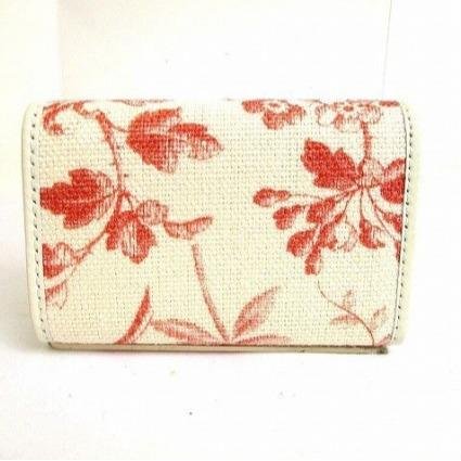 Pre-owned GUCCI Coated Canvas Small Leather Goods Off white Red Floral Print Corduroy Bow Interlocking GG Short Wallet