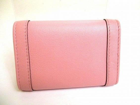 Pre-owned GUCCI Calfskin Small Leather Goods Pink Grain Leather Interlocking GG Natural Bamboo Clasp Key Case