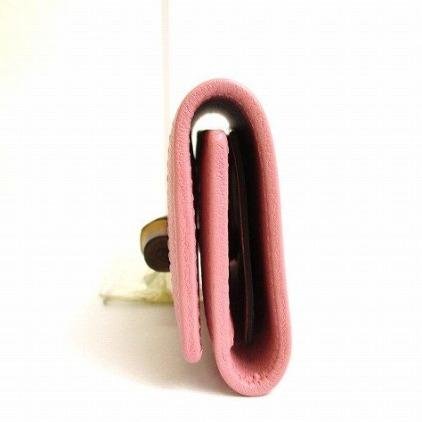Pre-owned GUCCI Calfskin Small Leather Goods Pink Grain Leather Interlocking GG Natural Bamboo Clasp Key Case