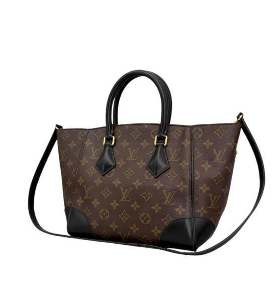 Flandrin Monogram Canvas Black Leather Trim Tote Handbag