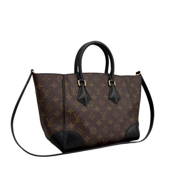 Flandrin Monogram Canvas Black Leather Trim Tote Handbag
