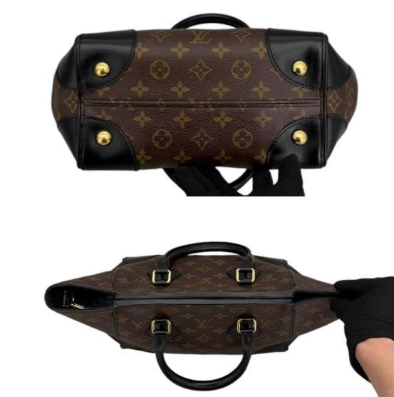 Flandrin Monogram Canvas Black Leather Trim Tote Handbag