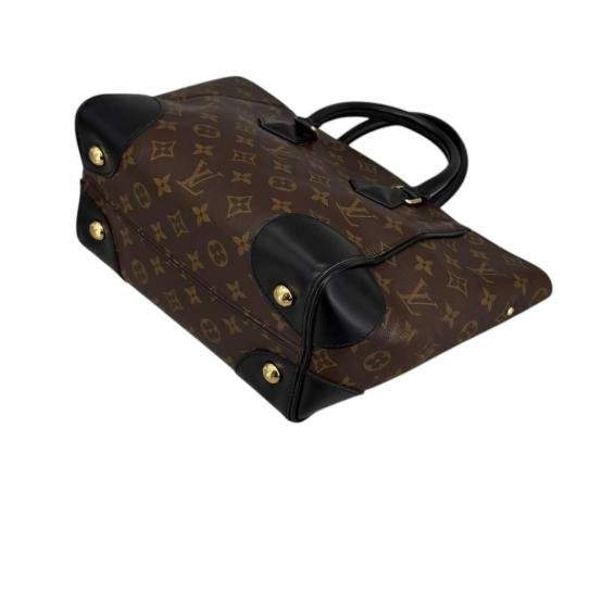 Flandrin Monogram Canvas Black Leather Trim Tote Handbag