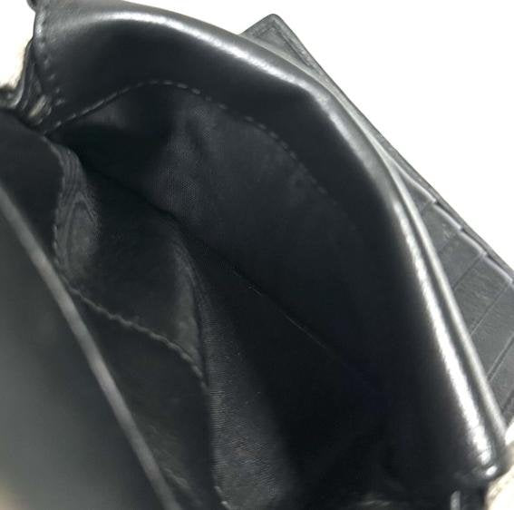 Black Matelasse Quilted Tri Fold Short Flap Wallet