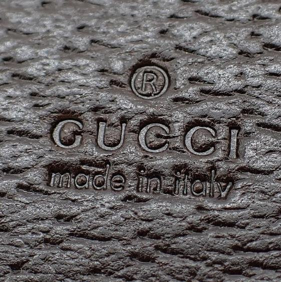 Pre-owned GUCCI Canvas Small Leather Goods GG Supreme Dark Brown Leather Trim Flap Short Card Holder