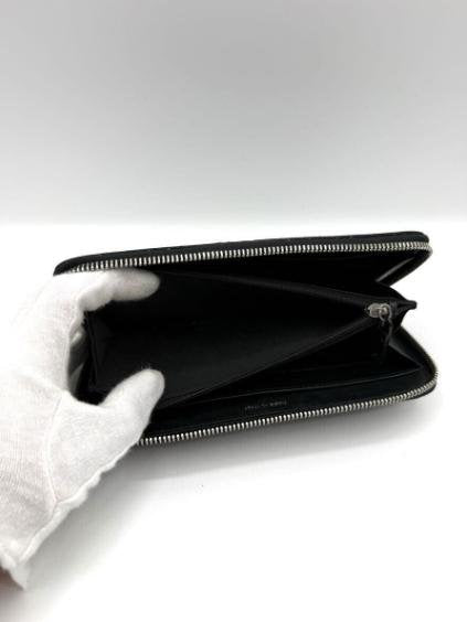 Pre-owned CHANEL Coated Canvas Small Leather Goods Black Camellia Embossed Zip Around Long Clutch Wallet