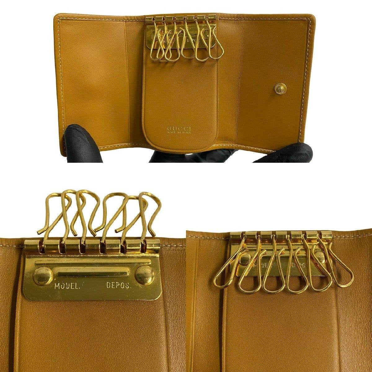 Pre-owned GUCCI Canvas Small Leather Goods Vintage Monogram Caramel Leather Flap Short Card Holder