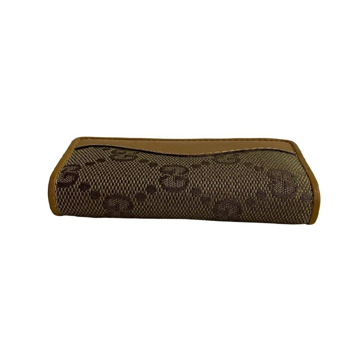 Pre-owned GUCCI Canvas Small Leather Goods Vintage Monogram Caramel Leather Flap Short Card Holder