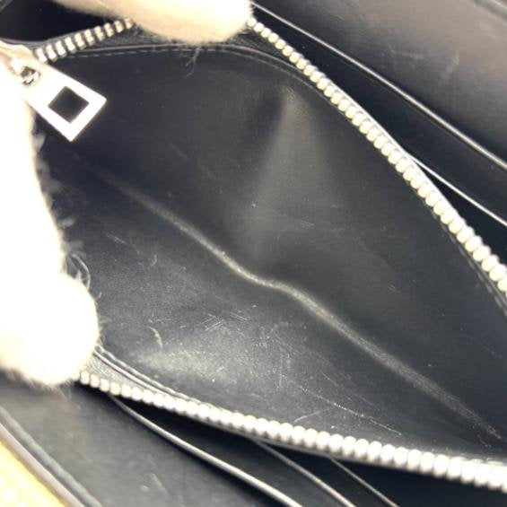 Pre-owned Loewe Calfskin Small Leather Goods Sand Grey Geometric Stitch Anagram Zip around Long Wallet