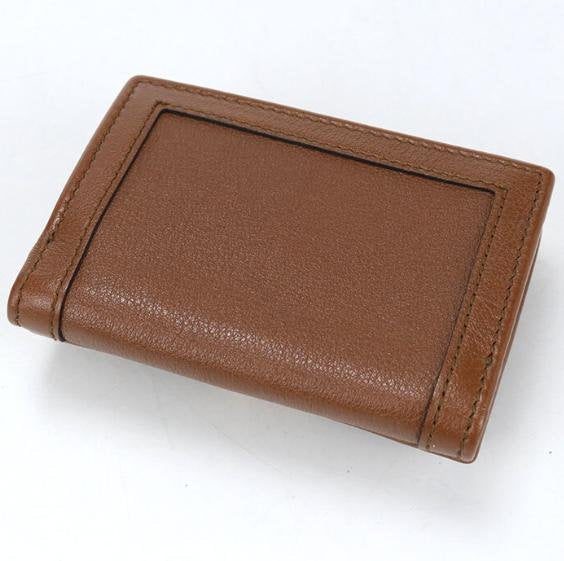 Pre-owned GUCCI Calfskin Small Leather Goods Caramel Smooth Leather Interlocking GG Bamboo Short Flap Wallet