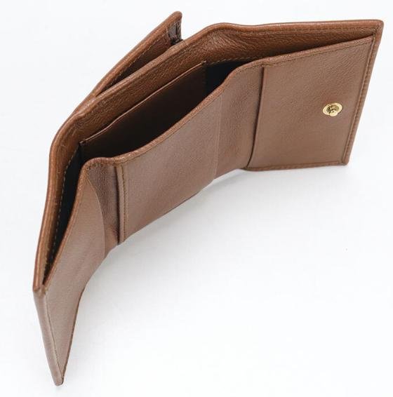 Pre-owned GUCCI Calfskin Small Leather Goods Caramel Smooth Leather Interlocking GG Bamboo Short Flap Wallet