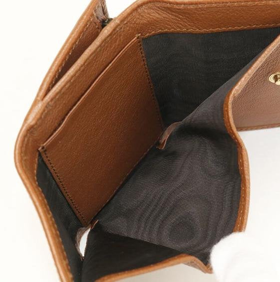 Pre-owned GUCCI Calfskin Small Leather Goods Caramel Smooth Leather Interlocking GG Bamboo Short Flap Wallet