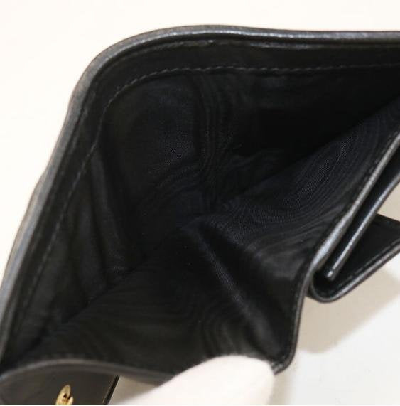 Black Matelassé Crystal Logo Bi Fold Short Wallet