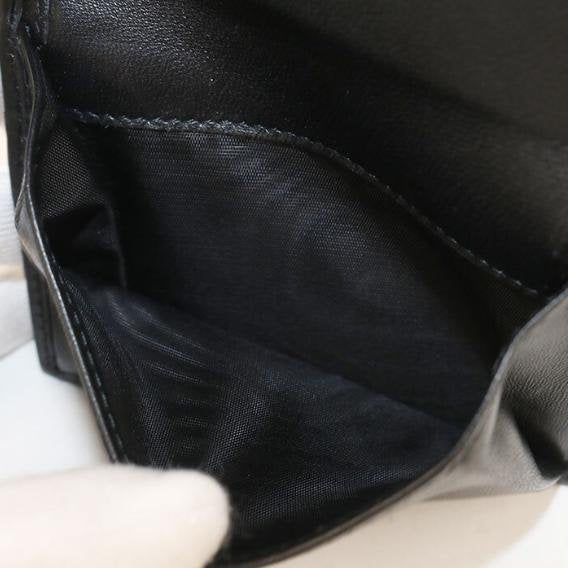 Black Matelassé Crystal Logo Bi Fold Short Wallet
