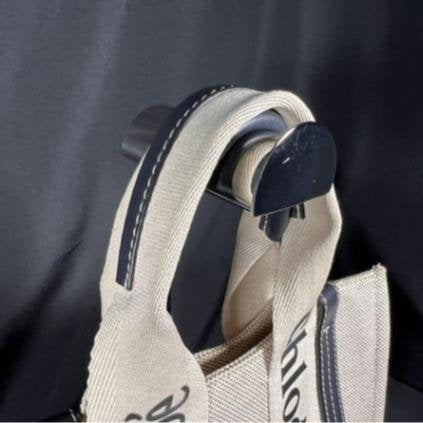 Pre-owned Chloé Fabric Mini Bags Off White Linen Logo Strap Mini Handheld Tote Bag
