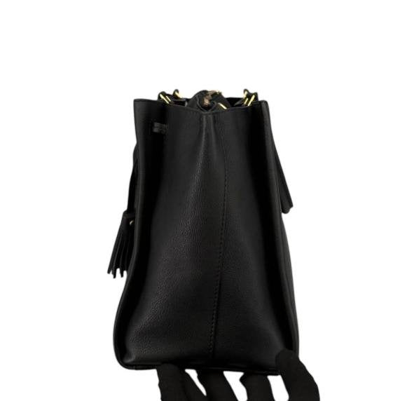 Louis Vuitton Lockme Tote Black Grain Leather Tote Bag with Tassels