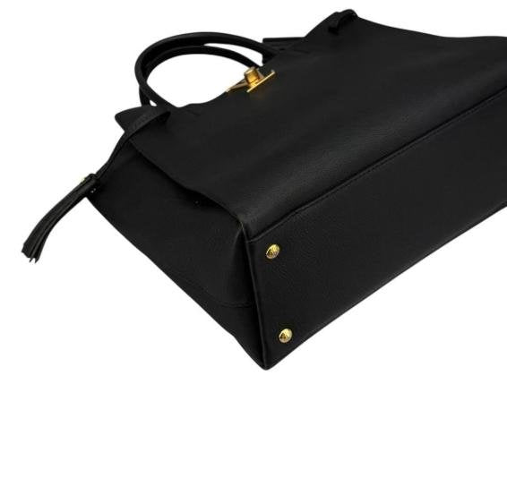 Louis Vuitton Lockme Tote Black Grain Leather Tote Bag with Tassels