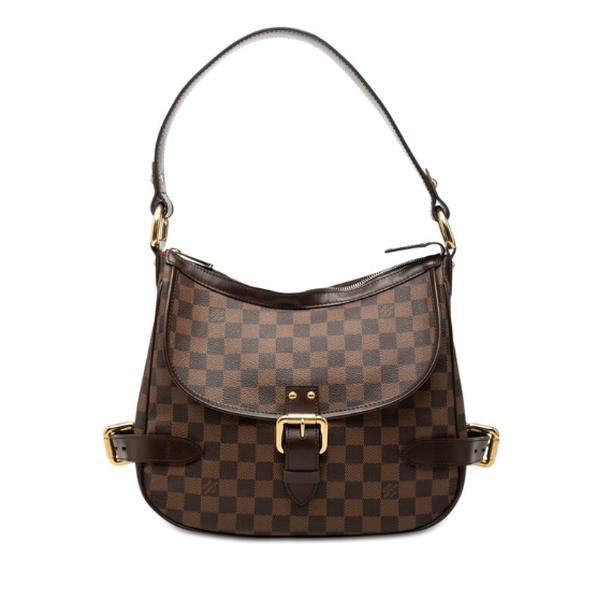 Damier Ebene Canvas Buckle Flap Hobo Crossbody Bag