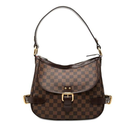 Damier Ebene Canvas Buckle Flap Hobo Crossbody Bag